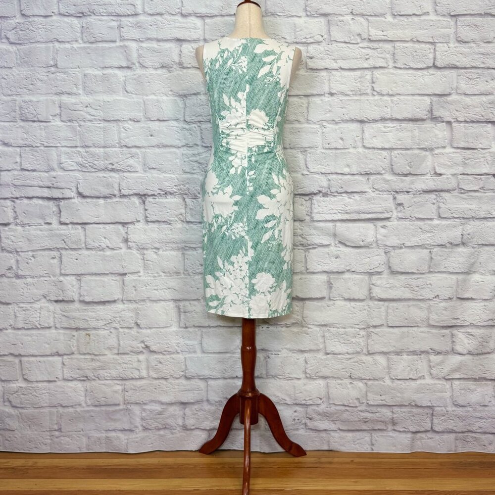Ann Taylor Green & White Pointillist Floral Sheath Dress - Picture 2 of 6